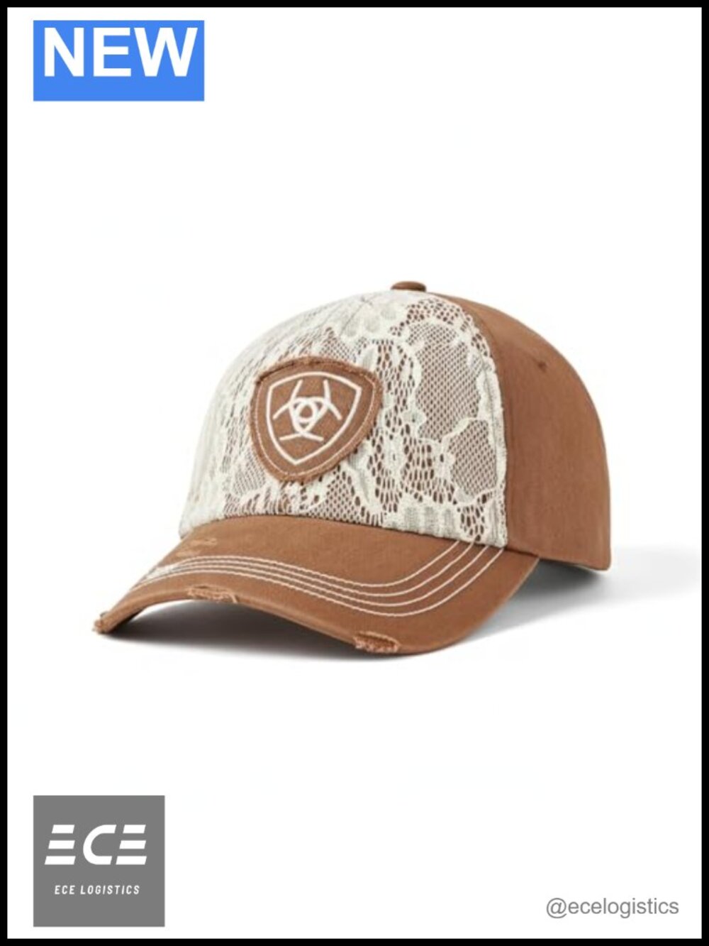 Lace Overlay Baseball Cap Adjustable Velcro Western Hat Frayed Shield Patch